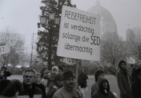 Protest gegen die Sozialistische Einheitspartei Deutschlands (SED) im Herbst '89 in Ost-Berlin